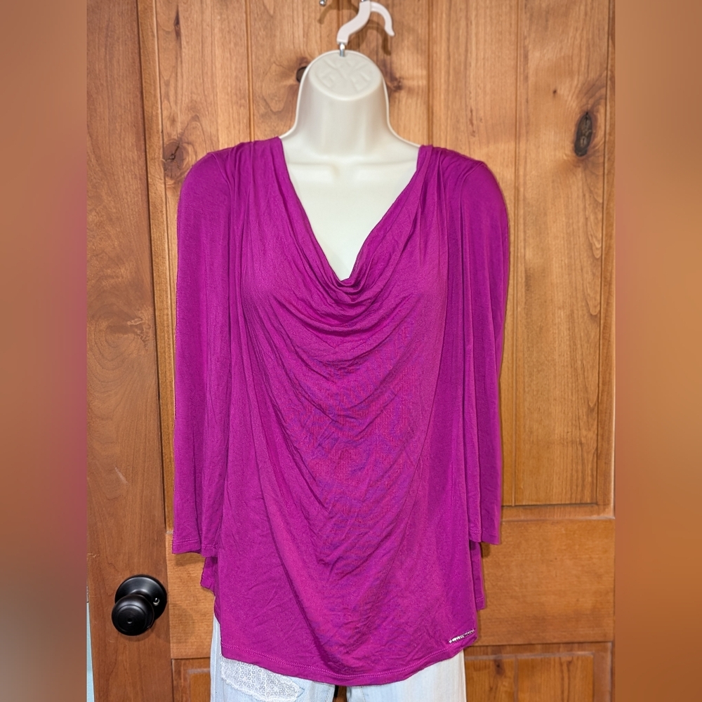 Michael Kors Magenta Drape Neck Blouse‎